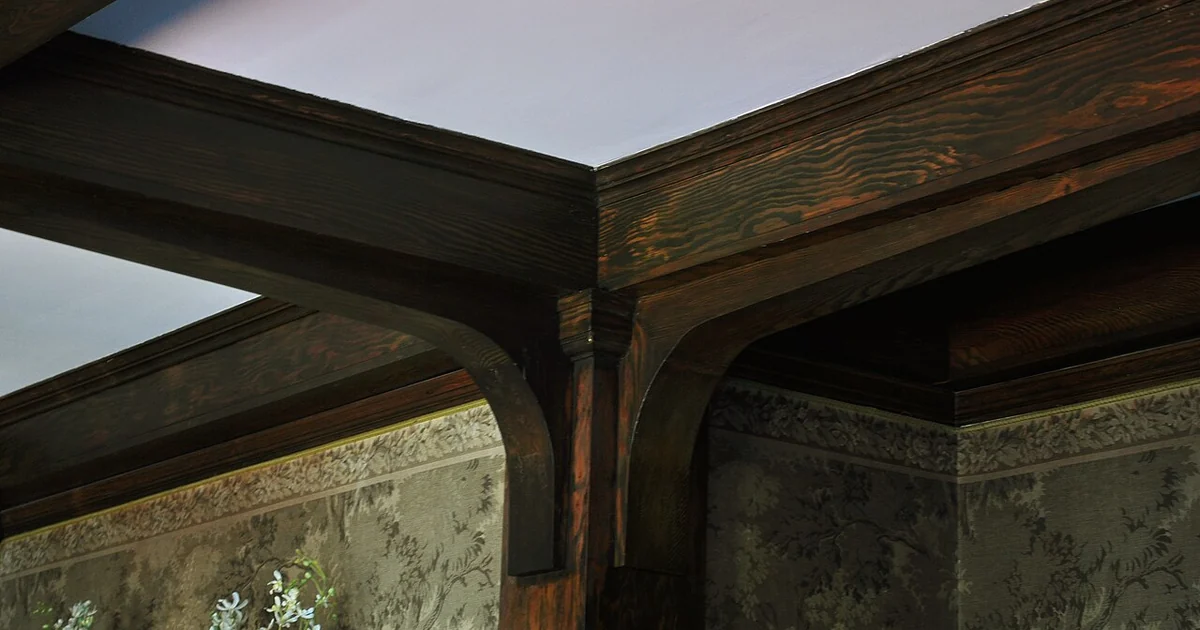 Detail, living room of Lochkelden (also known as the Denny Mansion), Windermere, Seattle, Washington, U.S. This was the home of Seattle banker Rolland Denny, son of Arthur A. Denny and Mary Ann Boren. As a baby, Rolland Denny was the younge